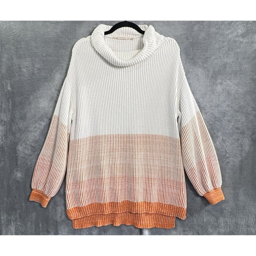 SOFT SURROUNDINGS Women‎ Pullover Turtleneck Sweater Sz S Ivory Orange 24-13